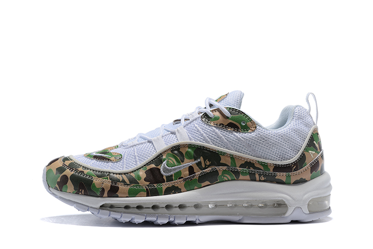 Women Nike Air Max 98 Flyknit White Flor Print Green Shoes